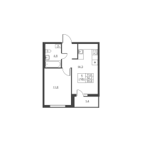 1 ккв № 194 Корп.: 1 , Секция 3  в ЖК Ермак