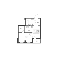 1 ккв № 78 Корп.: 2 , Секция 2  в ЖК Ермак