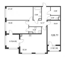 4 ккв (Евро) № 146 Корп.: 3 , Секция 5  в ЖК FAMILIA