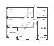4 ккв (Евро) № 132 Корп.: 3 , Секция 5  в ЖК FAMILIA