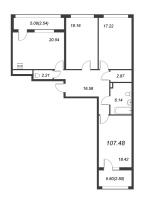 4 ккв (Евро) № 175 Корп.: 3 , Секция 6  в ЖК FAMILIA