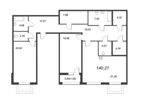 3 ккв (Евро) № 221 Корп.: 3 , Секция 8  в ЖК FAMILIA