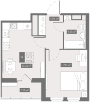 1 ккв № 67 Корп.: 1 , Секция 2  в ЖК Фабула