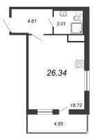 Студия № 41 Дом: 11А Корп.: 3 , Секция 1  в ЖК Философия на Московской