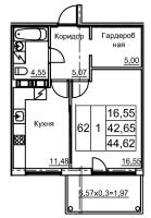 1 ккв № 12 Корп.: 4 , Секция 1  в ЖК Финский квартал