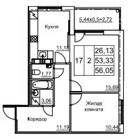 2 ккв № 50 Корп.: 3 , Секция 2  в ЖК Финский квартал