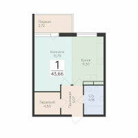 1 ккв № 43 Корп.: 5 , Секция 2  в ЖК Финский квартал