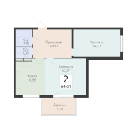 2 ккв № 57 Корп.: 3 , Секция 2  в ЖК Финский квартал