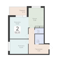 2 ккв № 2 Корп.: 3 , Секция 1  в ЖК Финский квартал