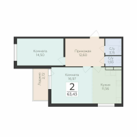 2 ккв № 1 Корп.: 5 , Секция 1  в ЖК Финский квартал