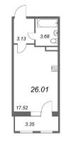 Студия № 382 Корп.: 1В , Секция 3  в ЖК FoRest Аквилон