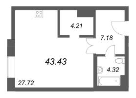 Студия № 104 Корп.: 1 , Секция 5  в ЖК Фонтанка 130
