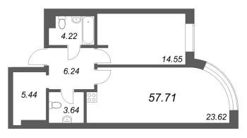 2 ккв (Евро) № 87 Корп.: 1 , Секция 5  в ЖК Фонтанка 130