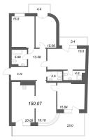 5 ккв (Евро) № 16 Корп.: 1 , Секция 1  в ЖК Фонтанка 130