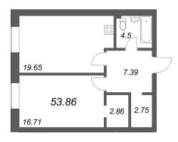 2 ккв (Евро) № 82 Корп.: 1 , Секция 5  в ЖК Фонтанка 130