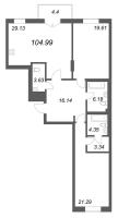 3 ккв (Евро) № 18 Корп.: 1 , Секция 2  в ЖК Фонтанка 130