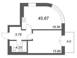 2 ккв (Евро) № 94 Корп.: 1 , Секция 5  в ЖК Фонтанка 130