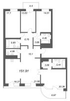 5 ккв (Евро) № 33 Корп.: 1 , Секция 2  в ЖК Фонтанка 130