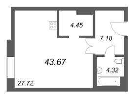 Студия № 88 Корп.: 1 , Секция 5  в ЖК Фонтанка 130