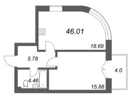 2 ккв (Евро) № 78 Корп.: 1 , Секция 5  в ЖК Фонтанка 130