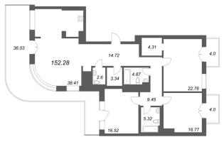 4 ккв (Евро) № 76 Корп.: 1 , Секция 4  в ЖК Фонтанка 130