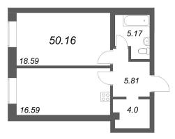 2 ккв (Евро) № 62 Корп.: 1 , Секция 4  в ЖК Фонтанка 130