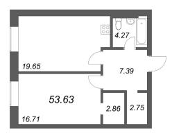 2 ккв (Евро) № 90 Корп.: 1 , Секция 5  в ЖК Фонтанка 130