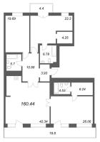 4 ккв (Евро) № 17 Корп.: 1 , Секция 1  в ЖК Фонтанка 130