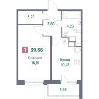 1 ккв № 548 Корп.: 1 , Секция 5  в ЖК Фотограф