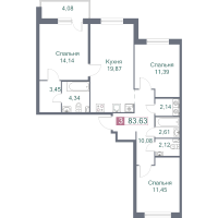 4 ккв (Евро) № 620 Корп.: 3 , Секция 6  в ЖК Фотограф