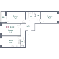 4 ккв (Евро) № 334 Корп.: 2 , Секция 5  в ЖК Фотограф