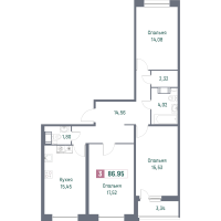 4 ккв (Евро) № 486 Корп.: 2 , Секция 6  в ЖК Фотограф