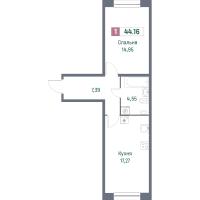 2 ккв (Евро) № 319 Корп.: 2 , Секция 5  в ЖК Фотограф