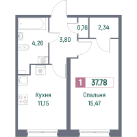 1 ккв № 550 Корп.: 1 , Секция 6  в ЖК Фотограф