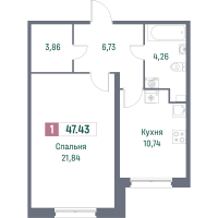 1 ккв № 381 Корп.: 1 , Секция 4  в ЖК Фотограф