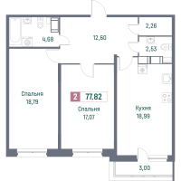 3 ккв (Евро) № 274 Корп.: 1 , Секция 3  в ЖК Фотограф