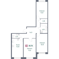4 ккв (Евро) № 83 Корп.: 2 , Секция 2  в ЖК Фотограф