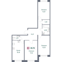 4 ккв (Евро) № 1 Корп.: 2 , Секция 1  в ЖК Фотограф
