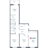 4 ккв (Евро) № 331 Корп.: 3 , Секция 3  в ЖК Фотограф