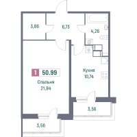 1 ккв № 415 Корп.: 1 , Секция 4  в ЖК Фотограф