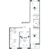 4 ккв (Евро) № 10 Корп.: 2 , Секция 1  в ЖК Фотограф