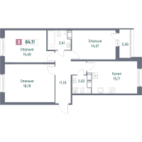 4 ккв (Евро) № 926 Корп.: 1 , Секция 10  в ЖК Фотограф