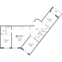 4 ккв (Евро) № 372 Корп.: 3 , Секция 3  в ЖК Фотограф