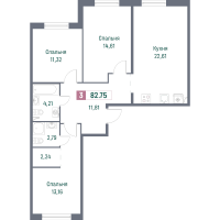 4 ккв (Евро) № 619 Корп.: 3 , Секция 6  в ЖК Фотограф