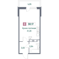 Студия № 28 Корп.: 2 , Секция 1  в ЖК Фотограф