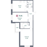 3 ккв (Евро) № 275 Корп.: 1 , Секция 3  в ЖК Фотограф