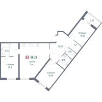 4 ккв (Евро) № 337 Корп.: 3 , Секция 3  в ЖК Фотограф