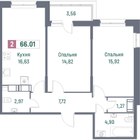 3 ккв (Евро) № 836 Корп.: 1 , Секция 9  в ЖК Фотограф