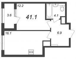 1 ккв № 1154 Корп.: 9.1 , Секция 14  в ЖК Галактика