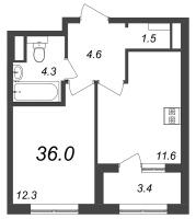 1 ккв № 854 Корп.: 9.1 , Секция 11  в ЖК Галактика